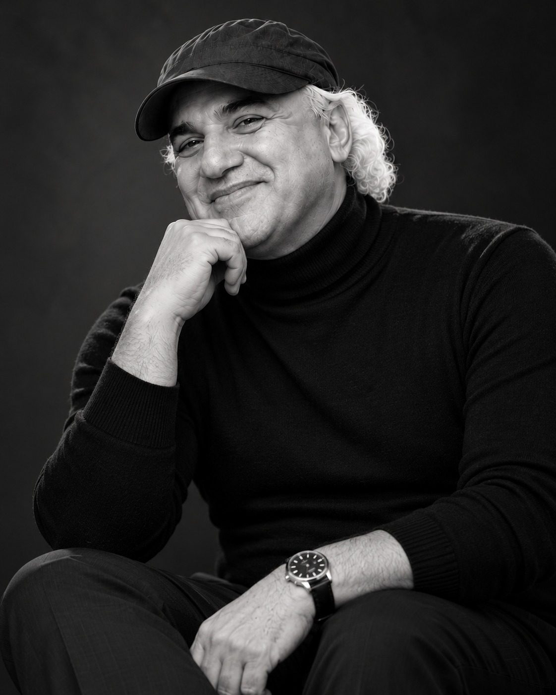 Black and white portrait of Jay Adoni
